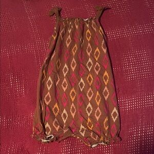 12 Months Carter's Brown Sleeveless Diamond-Print Romper with Pink & Orange